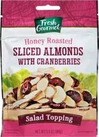 Mängden socker i Honey roasted sliced almonds with cranberries