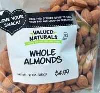 Mängden socker i Almonds while raw