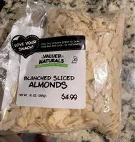 Mängden socker i Blanched sliced almonds