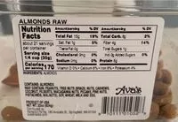 Mängden socker i Almonds Raw