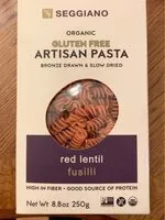 Mängden socker i Organic Gluten Free Artisan Pasta Red Lentil Fusilli