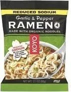 Mängden socker i Reduced sodium garlic and pepper ramen made with