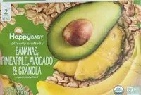 Mängden socker i Bananas, pineapple, avocado & granola