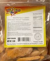 Mängden socker i Breaded fully cooked chicken breast tenders with rib meat