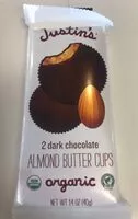 Mängden socker i Justins organic dark chocolate almond butter cup