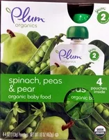 Mängden socker i Spinach, peas & pear