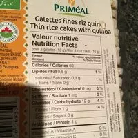 Mängden socker i Galette fines riz quinoa