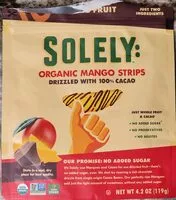 Mängden socker i Organic Mango Strips Drizzled with 100% Cacao