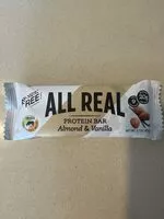 Mängden socker i All Real Protein Bar Vanilla & Almond