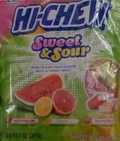 Mängden socker i Chewy fruit candies sweet sour mix flavors standup