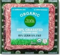 Mängden socker i Organic 85% lean 15% fat 100% grassfed ground beef