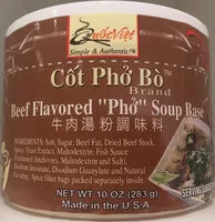 Mängden socker i Beef flavored "pho" soup base cot pho bo brand