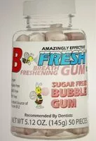Mängden socker i Breath Freshening Gum, Sugar Free, Bubble Gum
