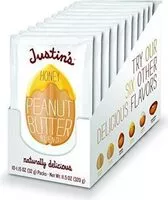 Mängden socker i Justins honey peanut butter squeeze packs glutenfree
