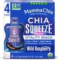 Mängden socker i Organic chia squeeze wild raspberry vitality snack