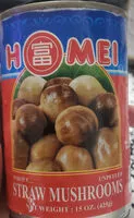 Mängden socker i Straw Mushrooms (Whole, Unpeeled)