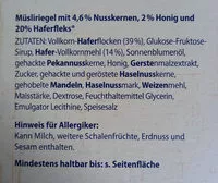 Mängden socker i Müsliriegel Honig-Nuss