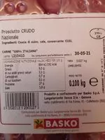 Mängden socker i Prosciutto crudo