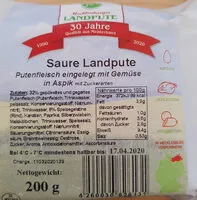 Mängden socker i Saure Landpute in Aspik