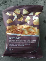 Mängden socker i Festligt Potato Crisps with Pickled Mushroom Flavour