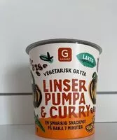 Mängden socker i Vegetarisk gryta - linser, pumpa och curry