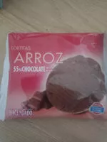 Mängden socker i tortitas de arroz con chocolate al 55% y leche