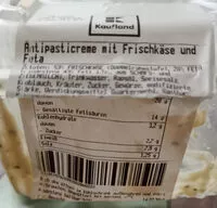 Mängden socker i Antipasticreme mit Frischkäse und Feta