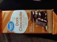 Mängden socker i dark chocolate with chopped almond