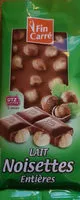 Mängden socker i chocolat au lait noisettes entières