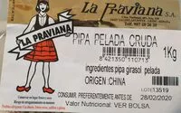 Mängden socker i PIPA PELADA CRUDA
