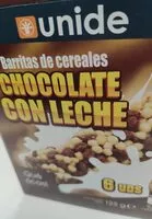 Mängden socker i Barritas de cereales. Chocolate con leche. UNIDE
