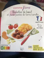 Mängden socker i Boulettes de bœuf et purée de pomme de terre/carotte