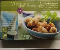 Mängden socker i 16 mini nems - poulet, menthe, légumes, coriandre