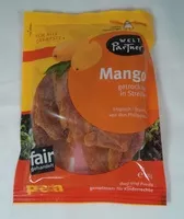 Mängden socker i Mango getrocknet in Streifen