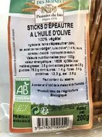 Mängden socker i Sticks d’epeautre à l’huile d’olive