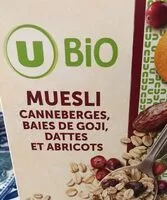 Mängden socker i Muesli canneberges goji dattes abricots