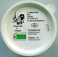 Mängden socker i Fromage blanc de campagne égoutté en sac 6% de MG