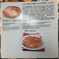 Mängden socker i Tarte fine à la tomate