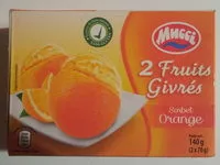Mängden socker i 2 fruits givrés sorbet orange