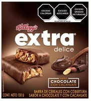 Mängden socker i Barra de cereales Kellogg's Extra delice chocolate con cacahuate