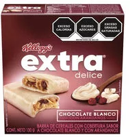 Mängden socker i Barra de cereales Kellogg's Extra delice chocolate blanco con arándanos