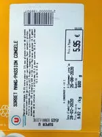 Mängden socker i Sorbet mangue passion Congele