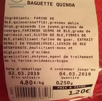 Mängden socker i Baguette Quinoa