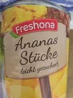 Mängden socker i Ananas en morceaux au sirop léger