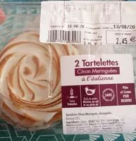 Mängden socker i 2 Tartelettes Citron Meringuées (Leclerc)