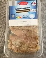 Mängden socker i Aiguillettes de poulet marinées crème et champignons