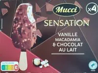 Mängden socker i Glace Sensation Vanille Macadamia Chocolat au lait MUCCI