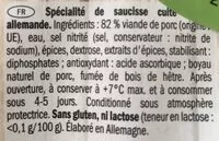 Mängden socker i Dulano, Würstel affumicati