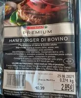 Mängden socker i Hamburger di bovino