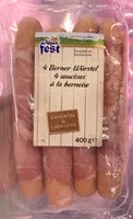 Mängden socker i 4 Saucisses à la Bernoise (Emmental & lard fumé)
